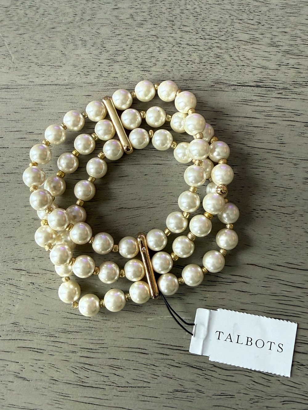 NWT Talbots Layered Pearl Stretch Bracelet